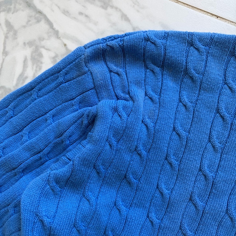 Lacoste Cable Knit Sweater Size XL Blue 100% Cotton - Picture 7 of 7
